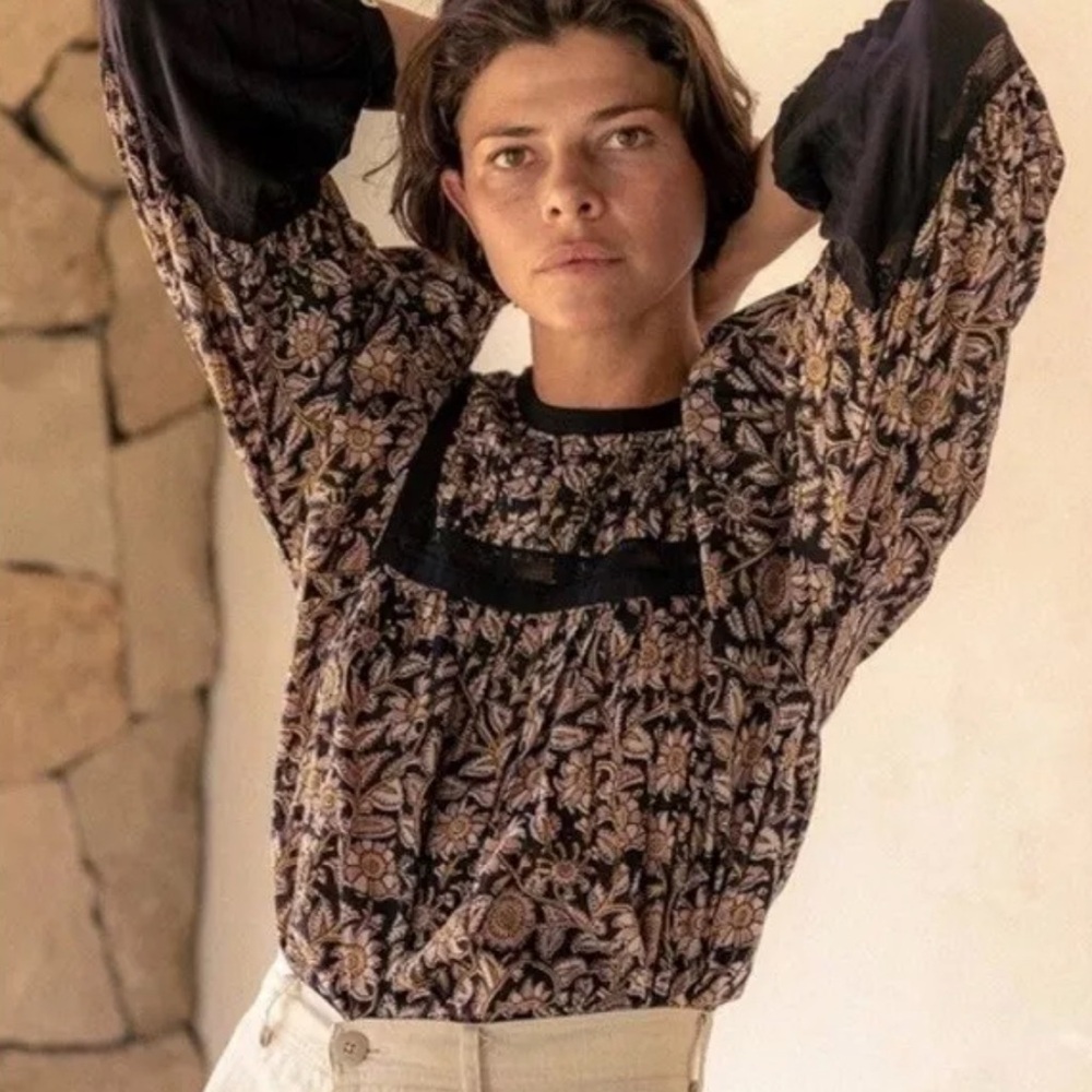 Anthropologie Cleobella Rafia Blouse Women’s Sz M Balloon Sleeves Peasant Boho - Picture 15 of 15